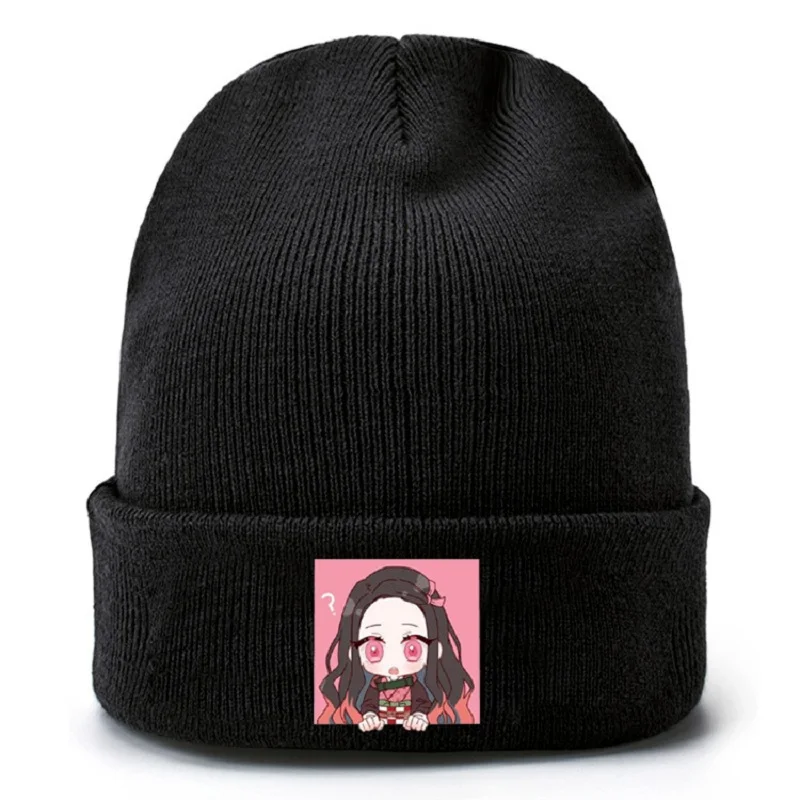 Demon Slayer/зимние теплые шапки Kimetsu No Yaiba, вязаная Лыжная Шапка в стиле хип-хоп для девочек и мальчиков, спортивные черные вязаные шапки для костюмированной вечеринки, подарки