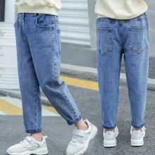 Детский жакет из денима для девочки; брюки Весна стиль папа штаны больших размеров Модные джинсы для мальчиков в Корейском стиле-Стиль универсальные брюки с ананасами