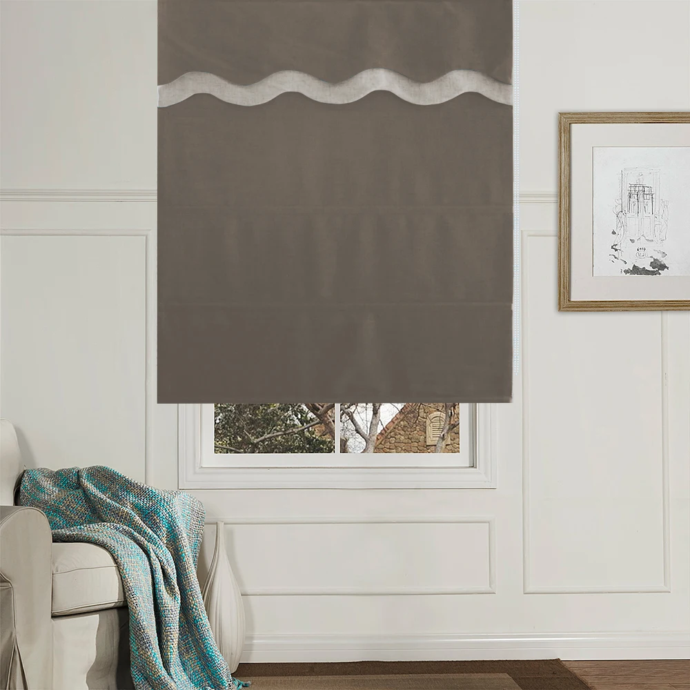 MOMO римские шторы, Затемненные оконные шторы, подкладка из искусственного льна, тепловая ткань на заказ, римские шторы для окон, французские двери - Color: ML-966