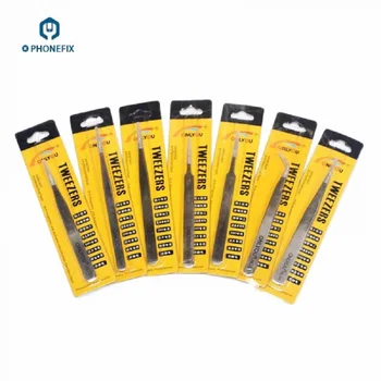

PHONEFIX ESD Stainless Steel Anti-Static Tweezers Set Curved Straight Tweezers for Phone Logic Board Electronics Repair Tools
