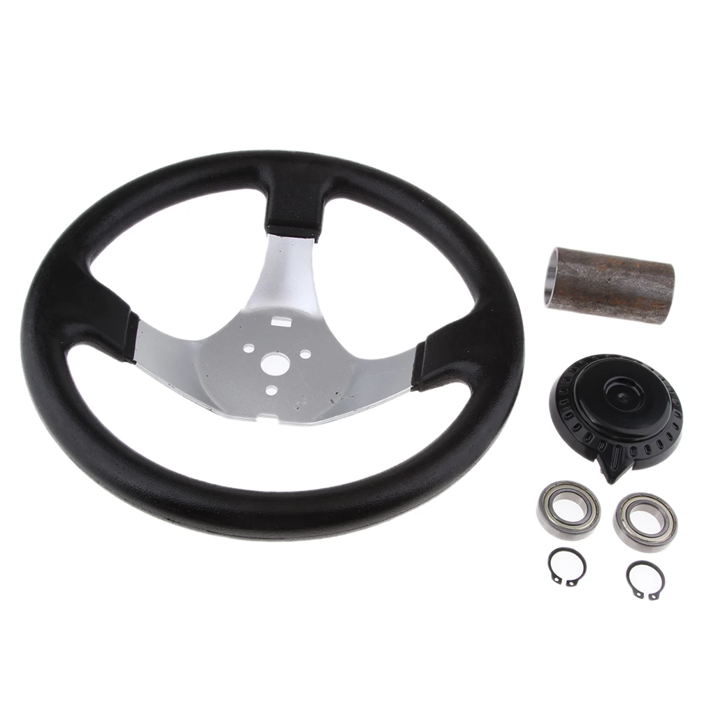300mm 11.8 inch Steering Wheel with Cap Assembly 3 Spoke 18mm Shaft for Go-Karts 150 250cc