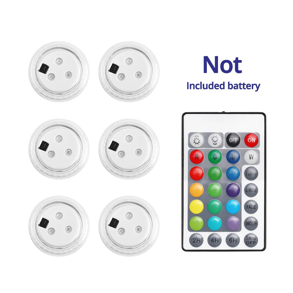 6 Pcs 6 шт. 3 Led RGB погружной светильник с дистанционным управлением, подводный Ночной светильник, работающий от батареи, для улицы, ваза, для сада, вечерние, украшения - Испускаемый цвет: 6 Pcs