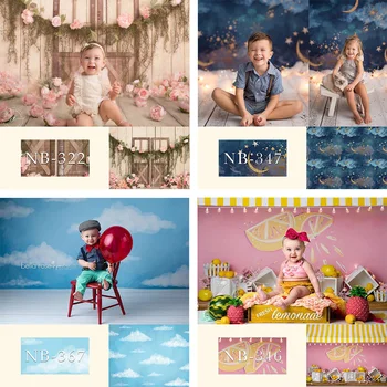 

Newborn Baby Shower Backdrop for Photography Gold Moon Stars Flash Birthday Party Photo Background for Children Backdrops Studio