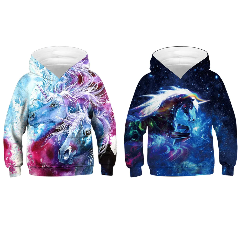 Kids Hoodies Teen Girls Boys Clothes Wolf Fox Lion King 3D Animal Digital Print Children Sweatshirt Long Sleeve Hooded Girl Tops