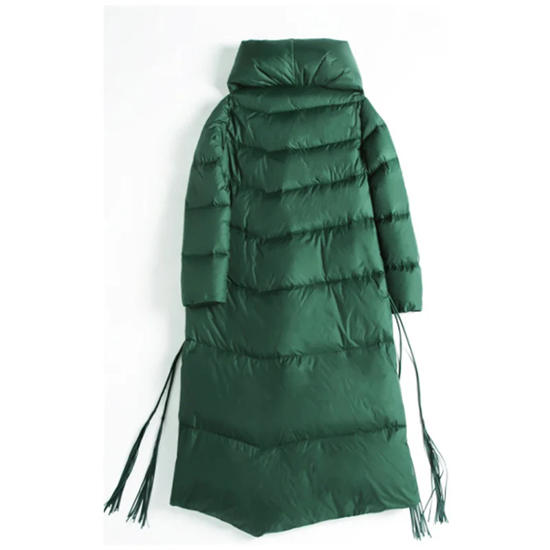 Women's Winter New Down Jacket Female 90% White Duck Down Coats Korean Button Loose Ladies Green Long Down Coat RH593