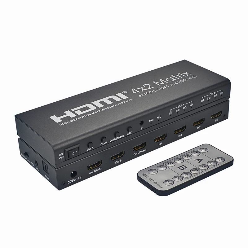 Матрица AIXXCO 4K HDMI 2 0 4X2 с переключателем аудио на сплиттер 4 в ARC 4K/60 Гц|Кабели HDMI| |