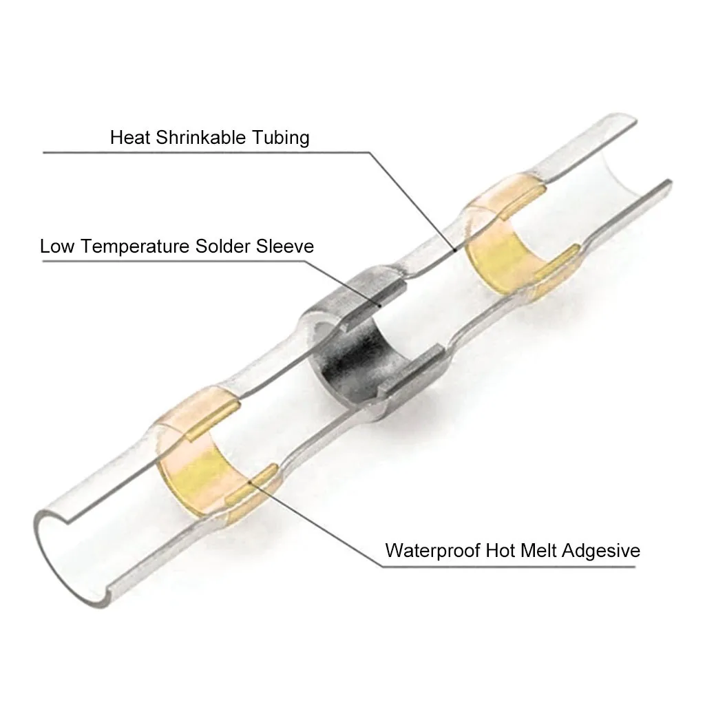 50 шт. припой рукав термоусадочный стыковой водонепроницаемый 26-10 AWG провода сращивания