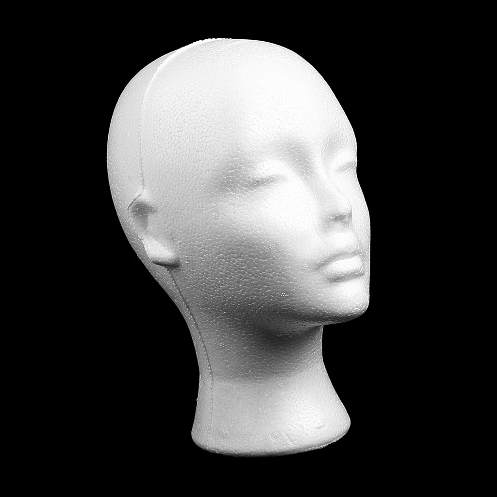 Mannequin Head Female Foam Exhibitor for Cap Headphones Hair Wigs Woman Wig Display Head Styrofoam Model Head
