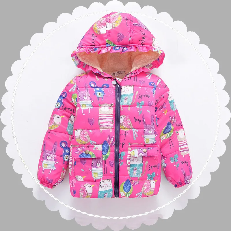 Childrenswear New Style Graffiti BOY'S Girls Small Cotton-padded Clothes Baby Children plus Velvet Thick Coat