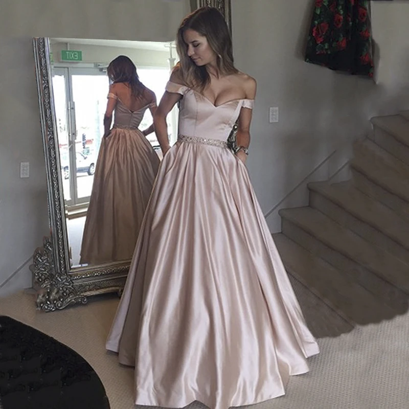 blush colored long dress