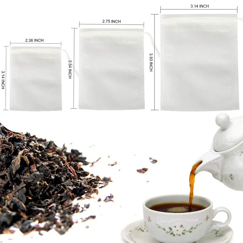 300 Pcs Tea Bag Coffee Filter Bag Disposable Tea Filter Bags Drawstring