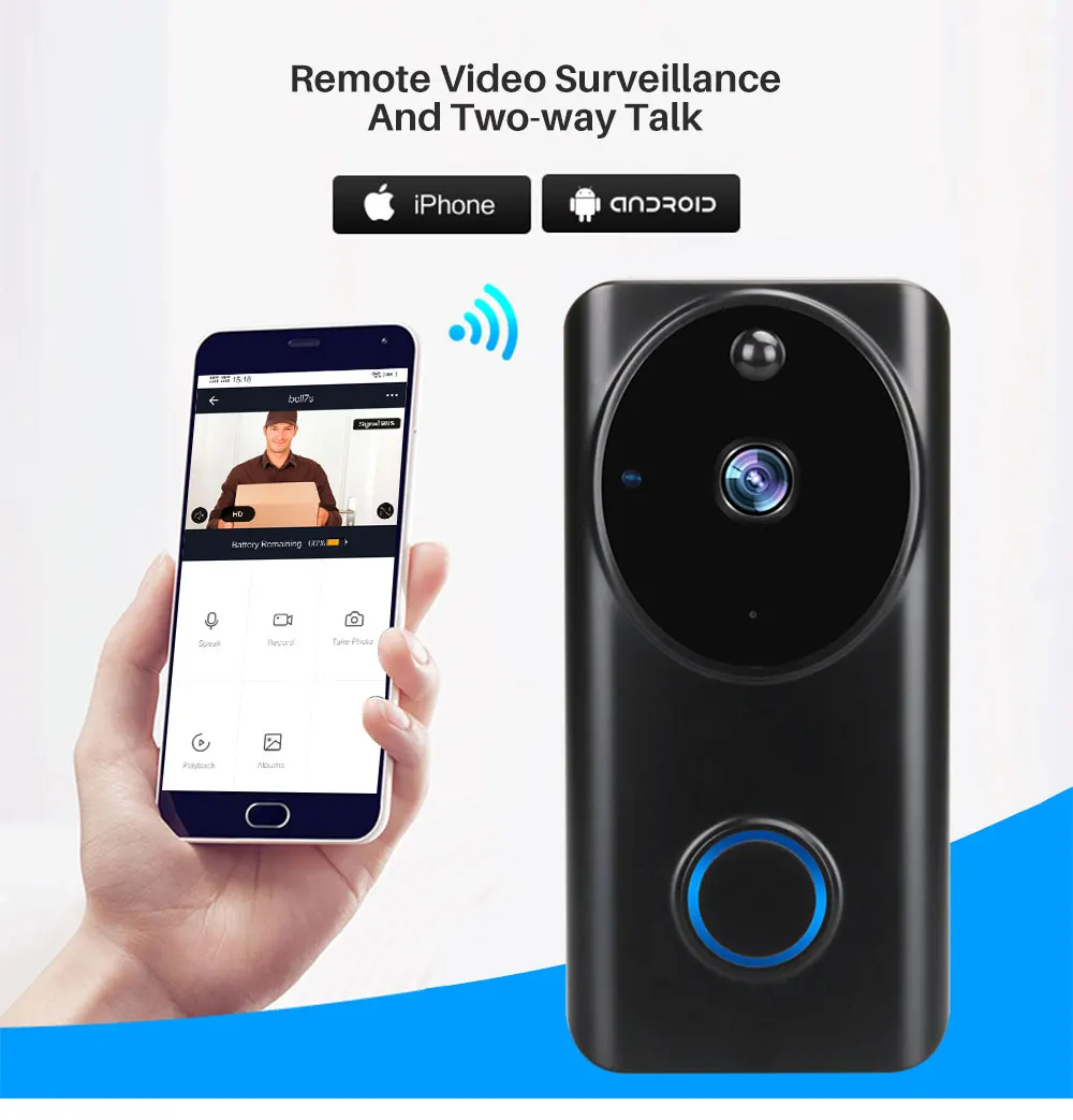 Tuya APP WiFi Doorbell Camera Security Camera Outdoor 1080P Video Door Bell Phone Smart PIR Motion Detection Night Vision Cloud
