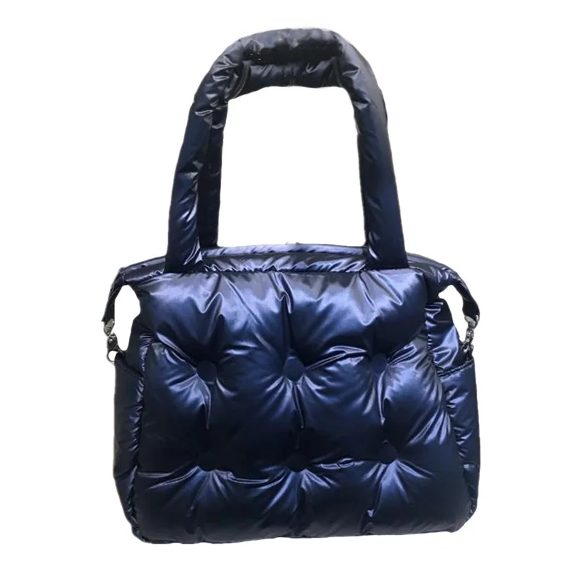 

2019 Winter Bags Space Pad Cotton Feather Down Single Shoulder Bags Padding Retro Solid Tote Casual Women Bucket Messenger Bag