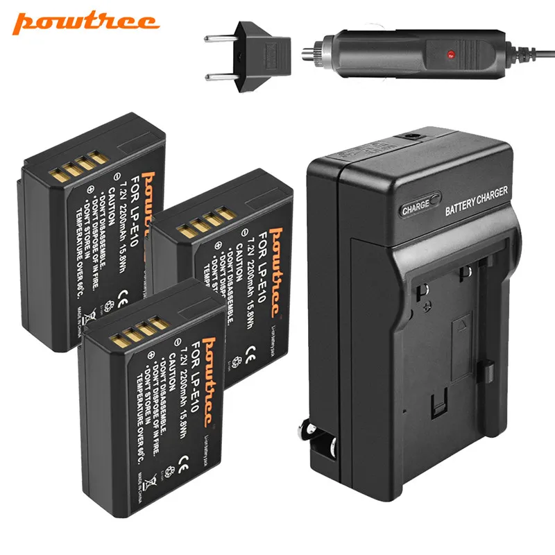 Powtree LP-E10 LPE10 LP E10 камера батарея+ зарядное устройство Заменить для Canon EOS 1100D 1200D 1300D Rebel T3 T5 T6 KISS X50 X70 камера - Цвет: 3 Battery Charger