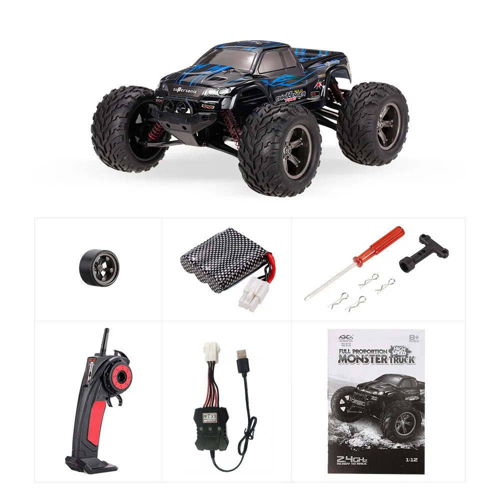 9115 1/12 2WD RC автомобиль 40 км/ч 2,4 ГГц Электрический RTR высокая скорость скалолазание RC автомобиль амортизация дизайн большой ноги RC автомобиль игрушки для детей - Color: Blue-USB plug