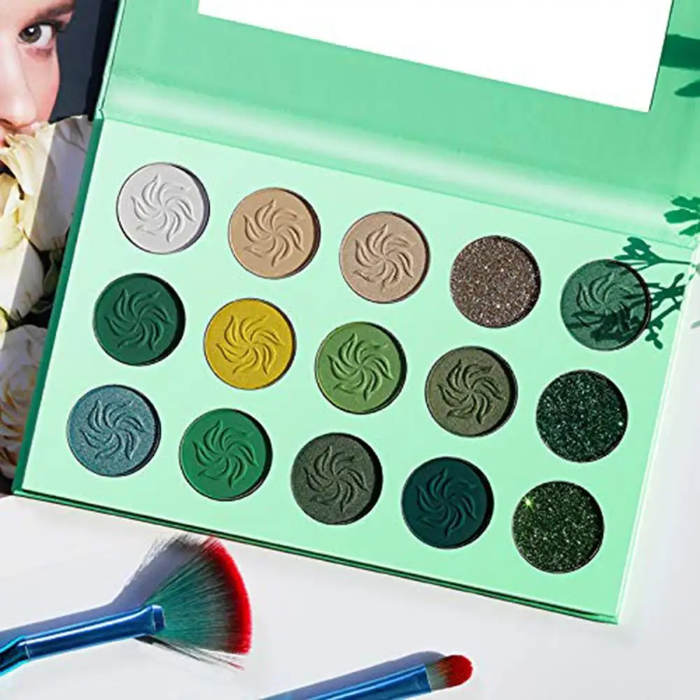 Avocado Green Eye Shadow Palette 15-color Матовый Мерцающий Блеск Макияж Косметика длинные стойкие тени для век