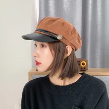 Осень и зима дикий Модный берет шапка Дамский берет Повседневная британская уличная утка язык восьмиугольная шапка для женщин