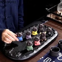 Китайский стиль ручной работы маленький монах чай питомец фиолетовый песок Будда монах чай Декор подноса аксессуары чайный набор кунг-фу украшения