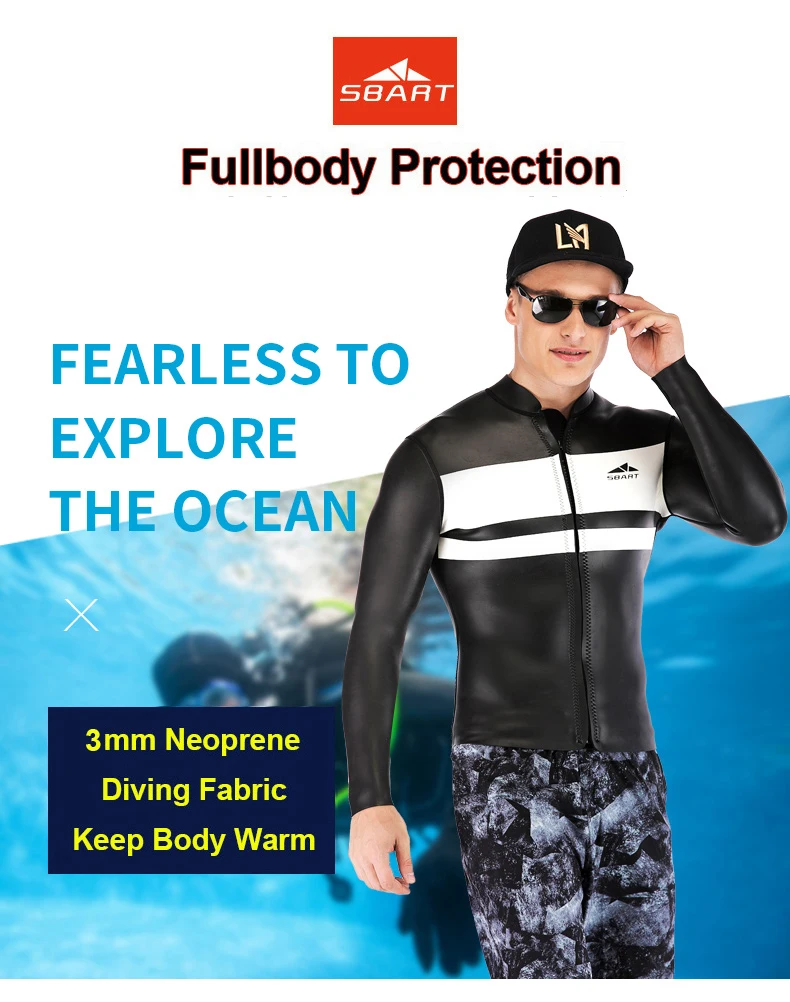 Sbart Мужской 3 мм неопрен теплый костюм для подводного плавания куртка для виндсерфинга CR легкий гидрокостюм куртка для плавания подводное плавание куртка