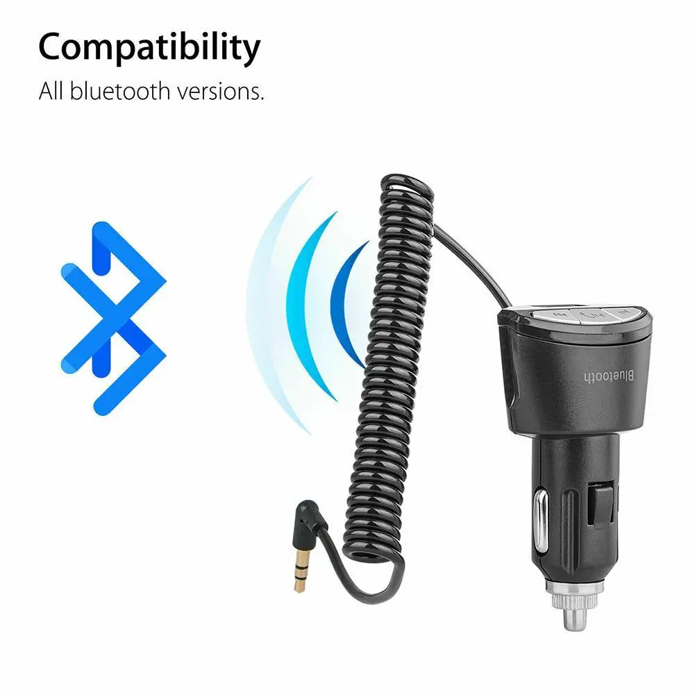 Автомобильный аудиоприемник Bluetooth Jabor Hands-Free звонков A2DP 3,5 мм AUX аудио стерео музыкальный приемник адаптер 5 V/2.1A USB Зарядное устройство