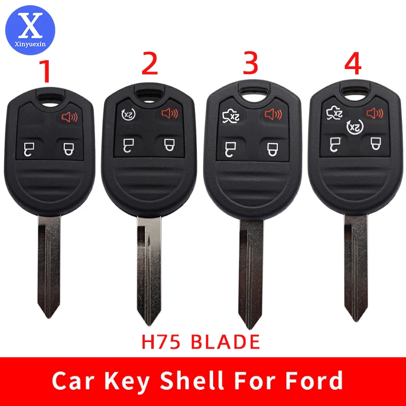 Xinyuexin 3 4 5 Buttons Smart Remote Keyless Car Key Shell Case Fob for Ford Edge Escape Expedition Explorer car key H75 Blade jingyuqin 3 4 5 buttons remote smart car key case shell for ford mustang edge explorer fusion kuka mondeo entry fob uncut blade