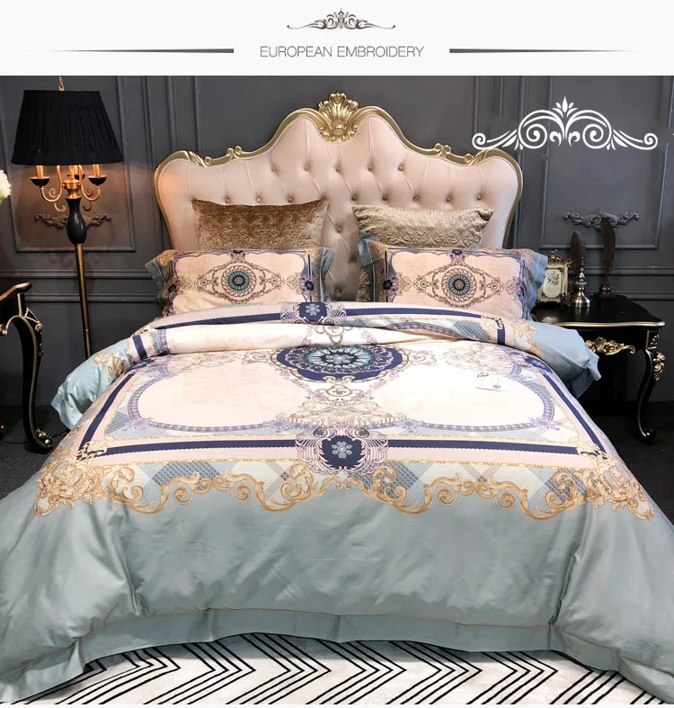 Luxury Royal Palace Bed Linen Cotton Digital Printing Bedding Set King