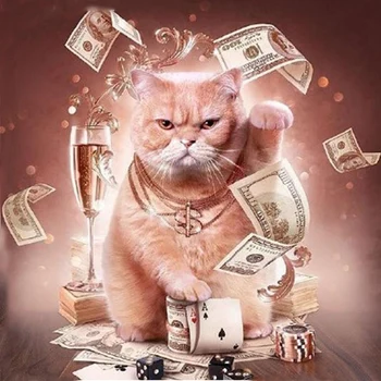 

5D Diy Diamond Painting Cat Dollar Cross Stitch Full Drill Resin Diamond Embroidery Kits Paint Diamond Mosaic Home Decoration