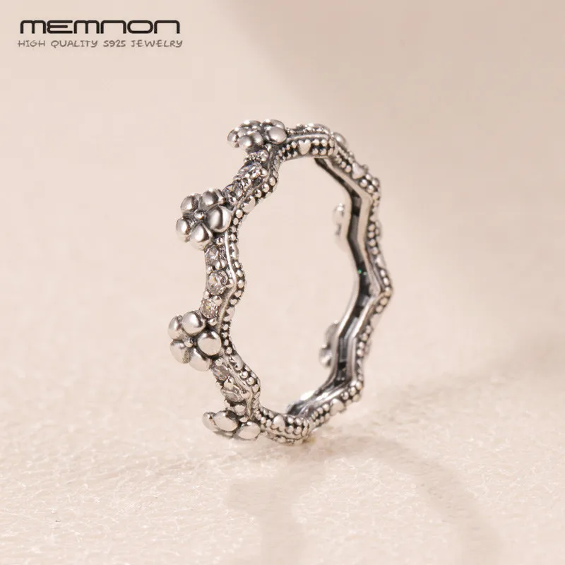 Memnon кольцо 925 пробы Серебряное обручальное свадебное Оригинальное кольцо цветок корона кольца для женщин серебро 925 anillos модное ювелирное изделие