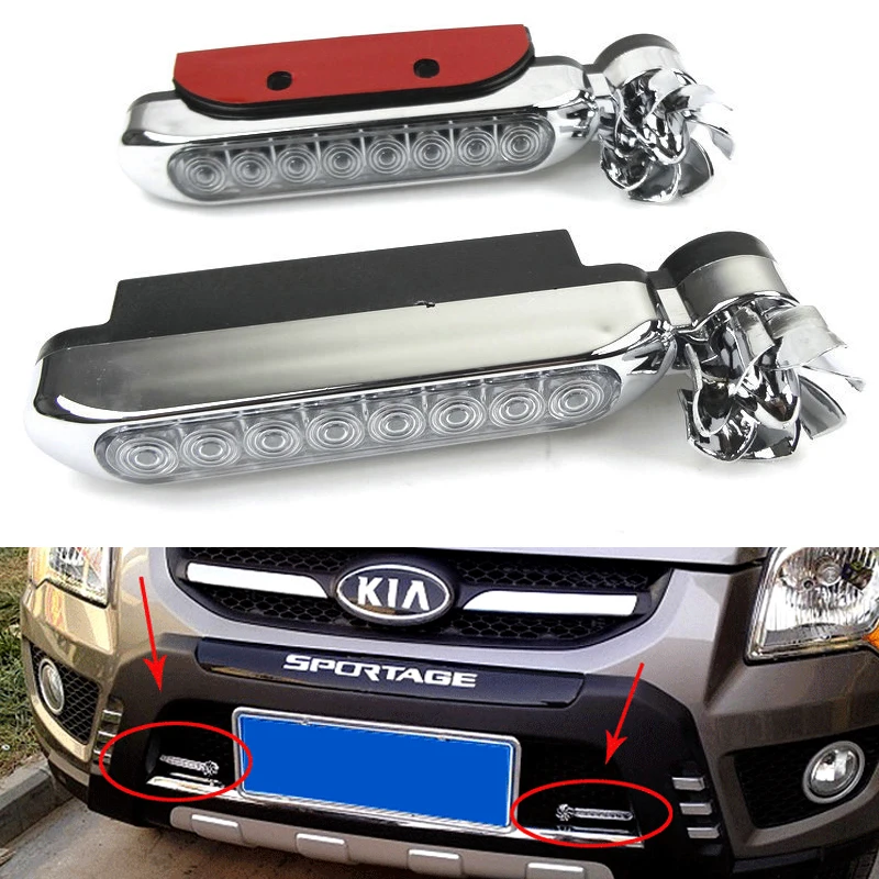 

Car Light Wind 2Pcs Wind Energy No Need External Power Supply Daytime Running Light Fog Warning Auto Head Lamp LED Lamps For Car