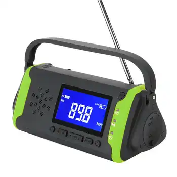

speaker cable connector headphone MD‑097 Solar Hand Crank FM Weather Radio Outdoor Emergency Charger with Flash Light