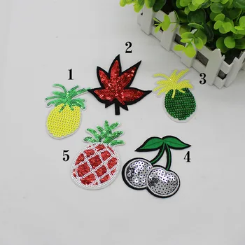

100 Pcs/lot Embroidered Sequined Small Patches Pineapple Fruits Flowers Children Clothing Bags Hats Sewing Accessories