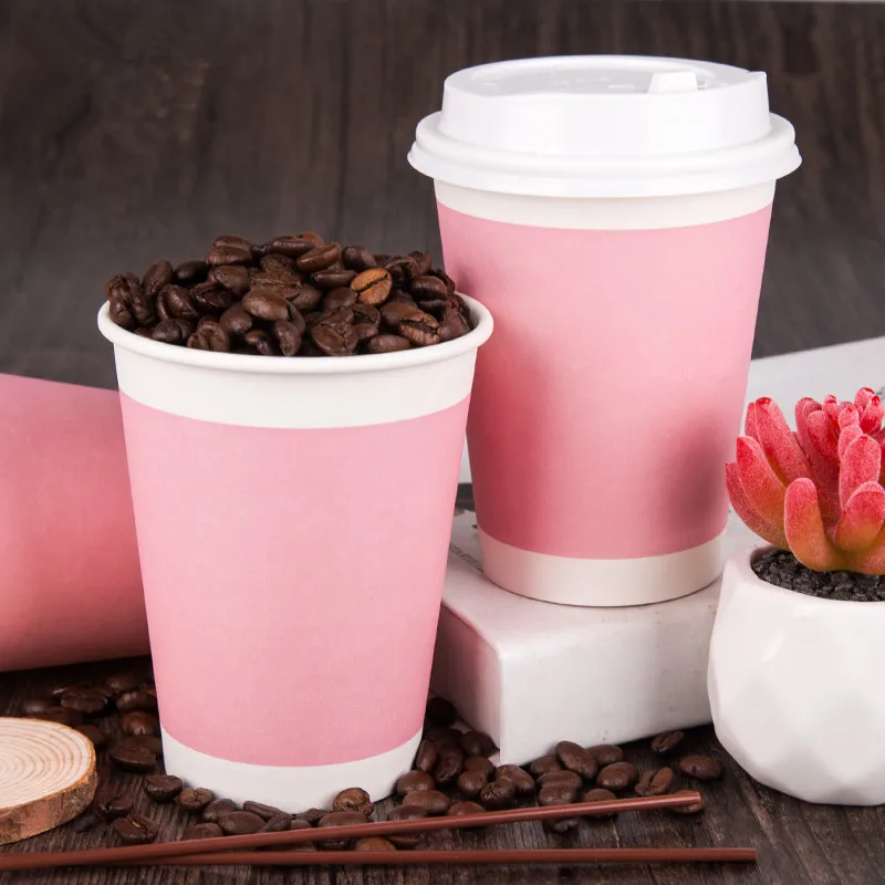 50 шт розовая утолщенная одноразовая кофейная чашка вечерние свадебные подарки на день рождения бумажные стаканчики Милые кружки с крышками