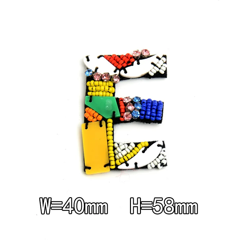 Description Picture 6 of itemBeautiful Hand Nailed Beads Letter Patches Garment Shoes Bags Stickers Handmade Alphapet Applique