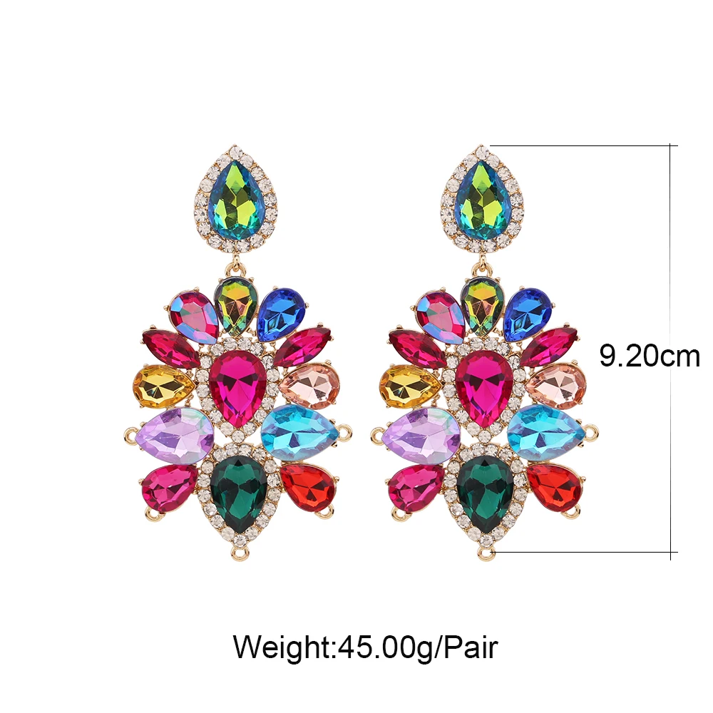 Statement Earrings For Women India Earrings Women Rhinestones Pendant Crystal Flower Tassel Earring Fashion Jewelry Lady Gifts