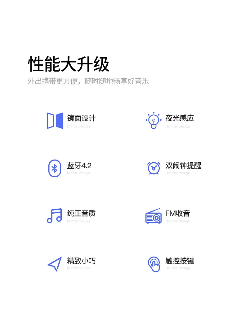 Будильник беспроводной Bluetooth динамик ночной Светильник FM радио Светодиодный зеркальный Повтор Настольный сабвуфер музыкальный плеер двойные сигналы цифровой