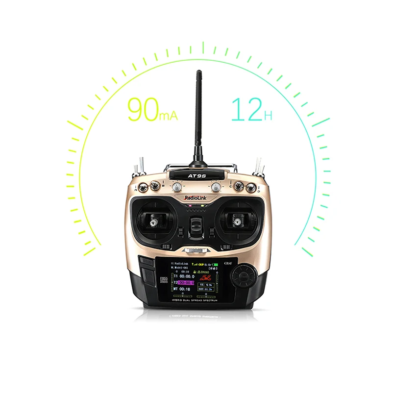 Радиоуправляемый передатчик Radiolink AT9S Pro 10/12CH с приемником R9DS 2,4G, Радиоконтроллер для дрона, мультикоптера, вертолета - Цвет: Gold Mode 1