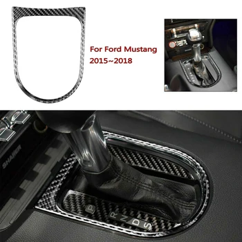 

Real Carbon Fiber Gear Shift Panel Cover Trim Car Inner Decorative Sticker For Ford Mustang 2015-2018