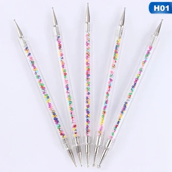 Billig 5 Teile/satz Neue UV Gel Malerei Zeichnung Nail Art Dot Punkt Punktierung Stift Acryl Caviar 2 Weg Pinsel Salon Dekorationen Maniküre Werkzeuge