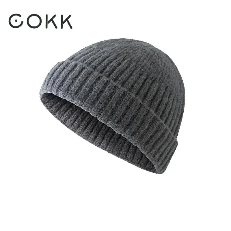 COKK, мужские шапочки, одноцветные вязаные шапочки, шапка для женщин, вязаная шапка, модная шапка Gorras для мальчиков и девочек, хип-хоп шапка Gorros s