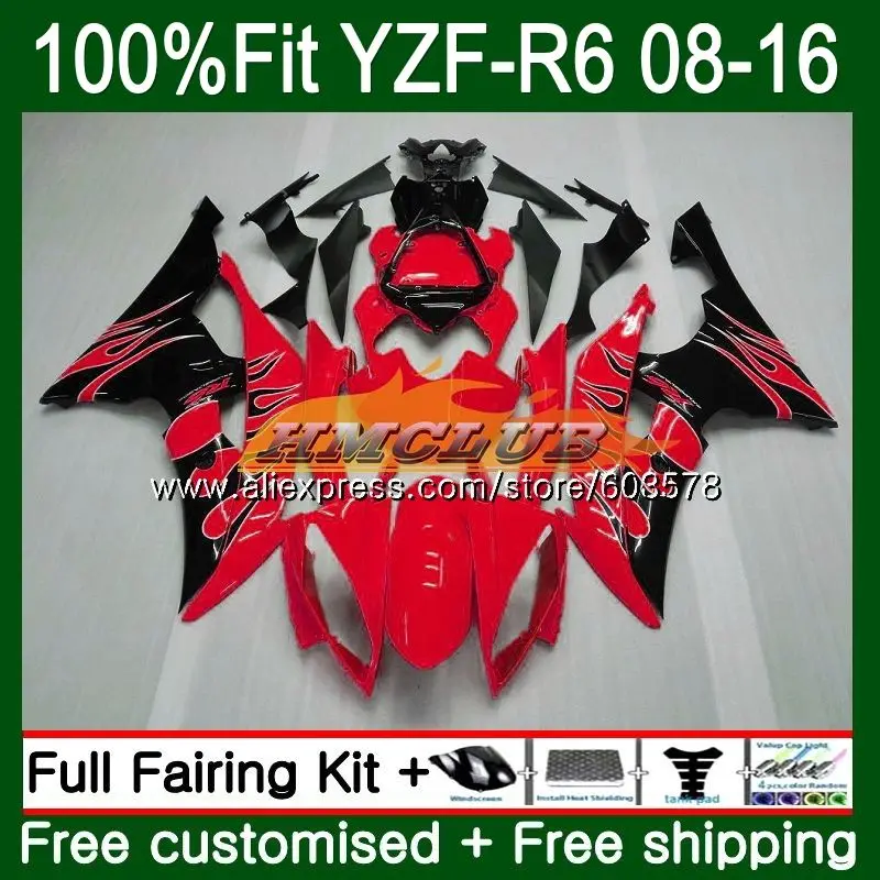 Инъекций для YAMAHA YZF600 YZF R6 2008 Красный Пламя 57CL. 15 YZF 600 R 6 YZF-R6 YZFR6 08 09, 10, 11, 12, 13, 14, 15, 16 лет обтекатели