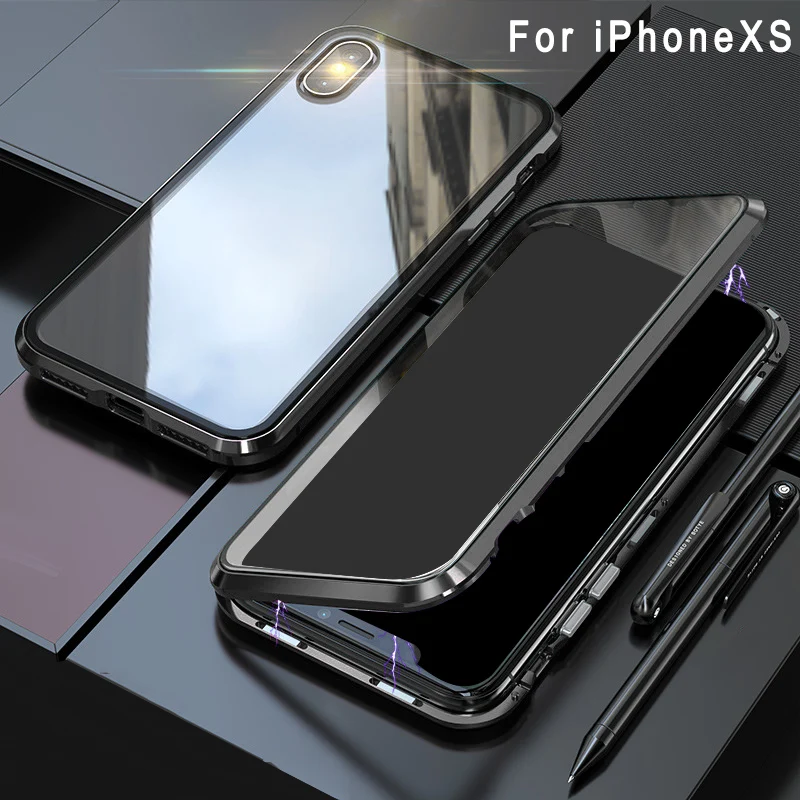 

Two Side Tempered Glass Mobile Phone Case Magnetic Adsorption Shockproof Cover AS99