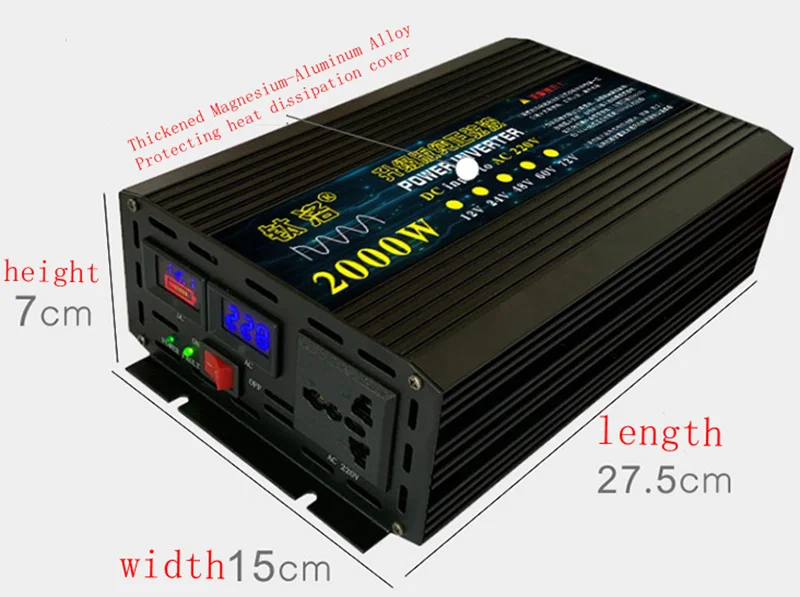 Автомобиль бытовой Чистая синусоида Инвертор преобразования питания Boost organ 12v24v48v60v, изменение 220v2000w