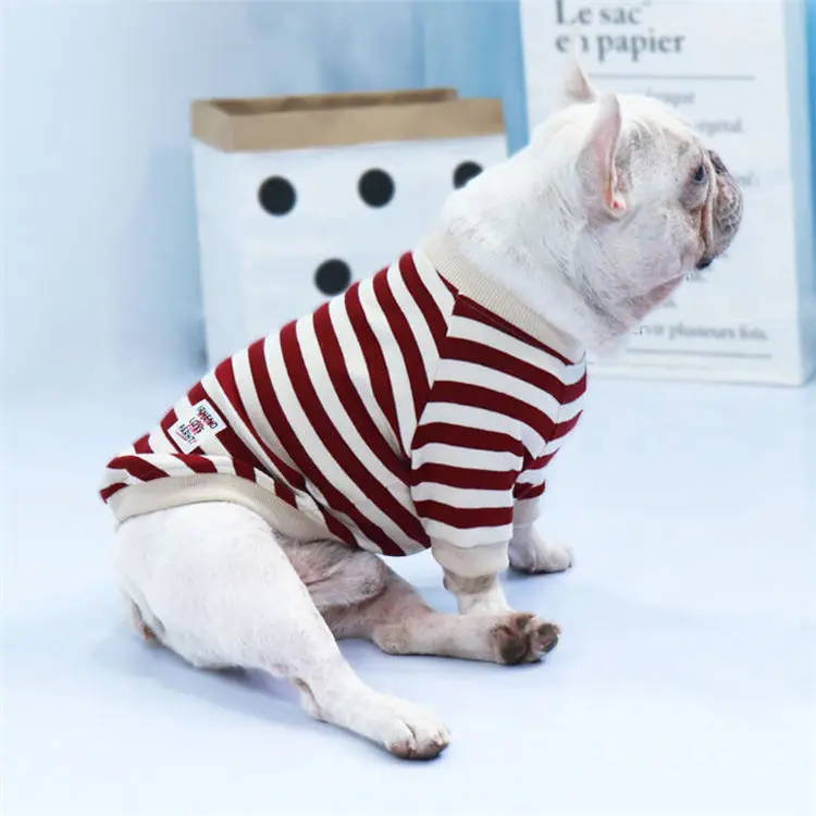 Хлопковый полосатый свитер для собак, двухногая зимняя одежда для собак, сохраняющая тепло, французский бульдог, женская одежда для собак для чихуахуа, товары для домашних животных