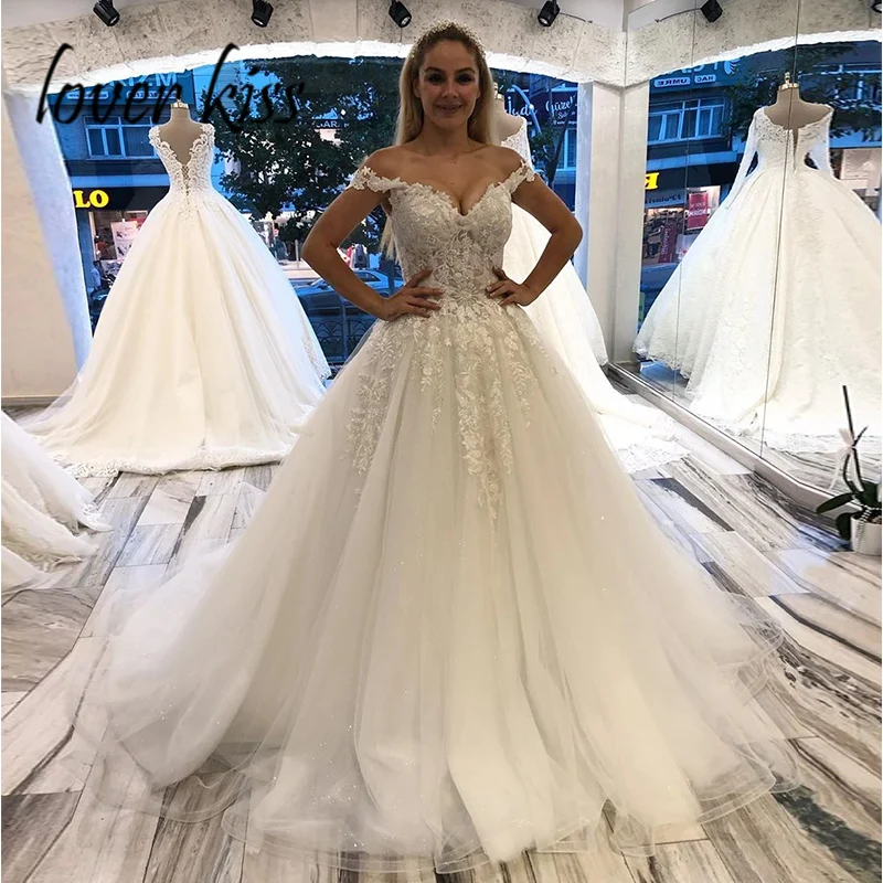 off shoulder wedding ball gown