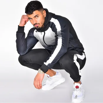 

New Fashion Jackets Men Tracksuit Sets Mens set Colorful Plaid Men Casual Zipper Set Autumn Tracksuit Set Male Sweatshirt Pocket