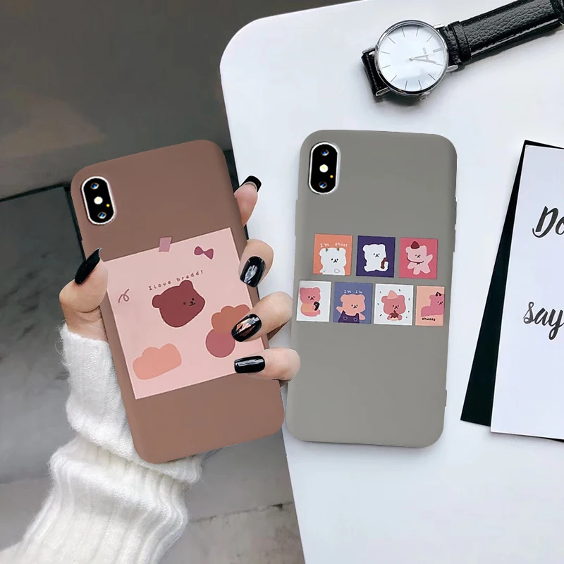 Gykz Cartoon Bear Brown Phone Case For Iphone Xs Max X Xr 7 8 6 6s