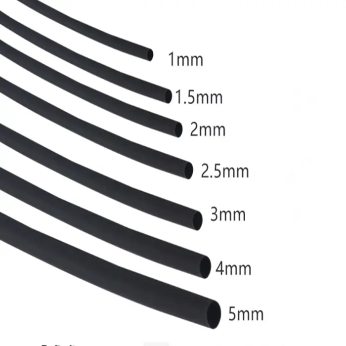5 METER/LOT BLACK 1mm 1.5mm 2mm 2.5mm 3mm 3.5mm 4mm 5mm 6mm Heat Shrink Tubing Tube - Image 3