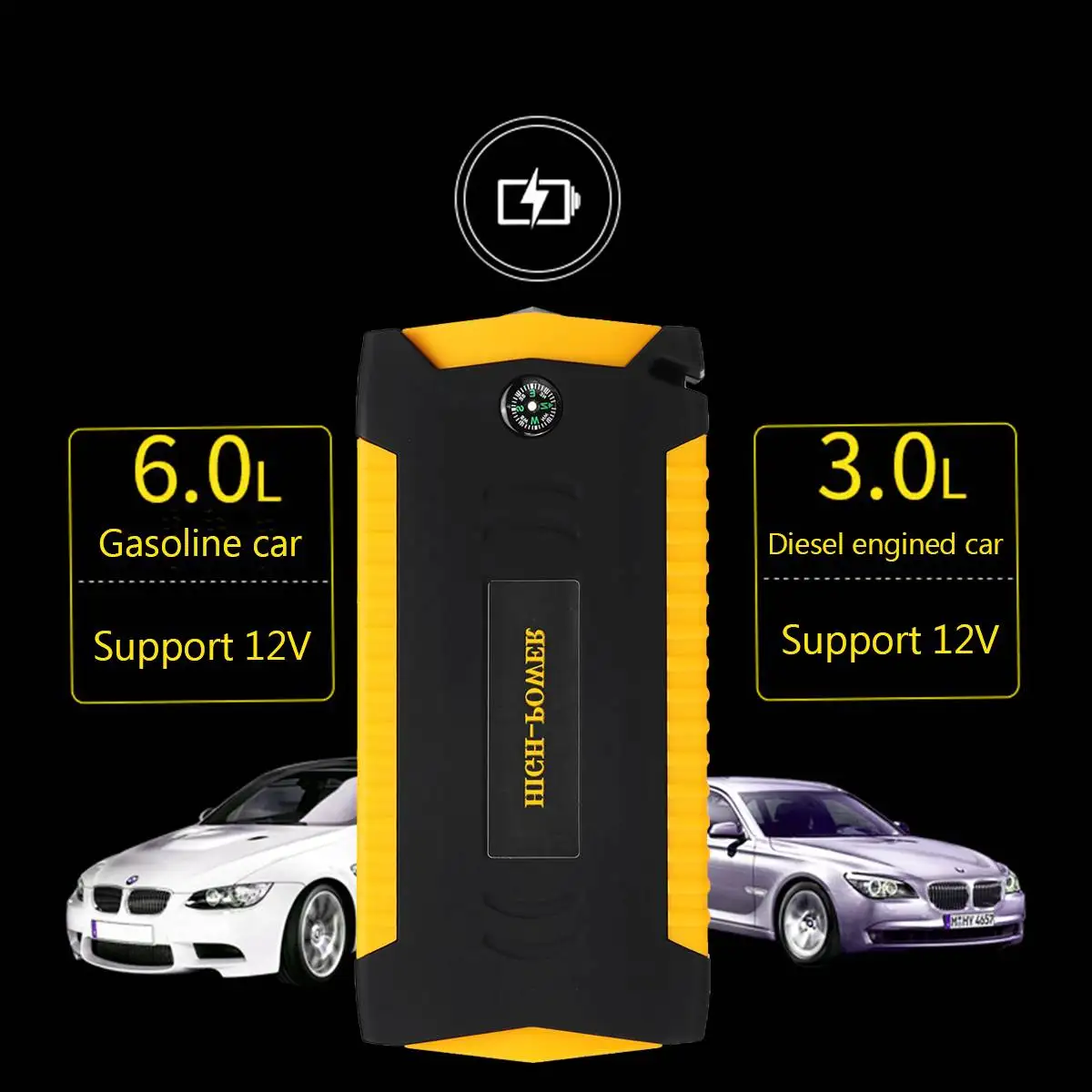 Многофункциональное пусковое устройство 82800mAh 12V 4USB 600A, портативное автомобильное зарядное устройство, пусковое устройство
