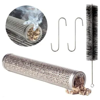 

High Quality 12" Perforated Smoker Tube Stainless Steel Grill Smoker Grill Perforated Mesh Smoker Filter Gadget Hot Cold Smoking