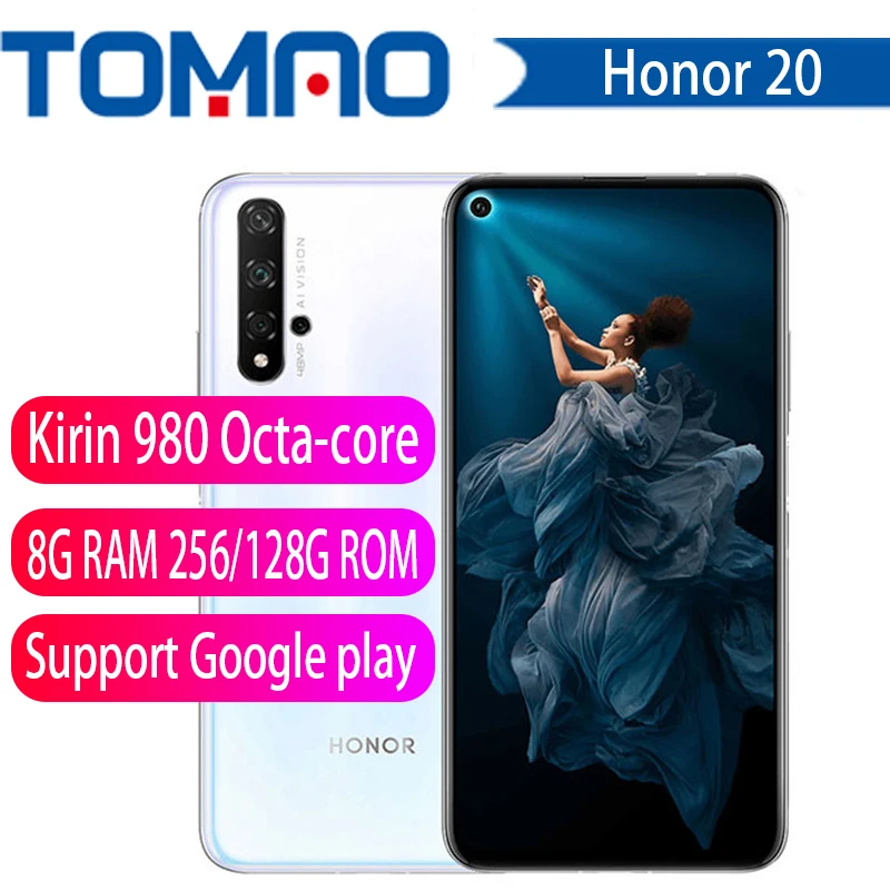 Смартфон honor 20, 8 ГБ ОЗУ, 256 Гб ПЗУ, мобильный телефон honor, мобильный телефон, 48мп, камера с четырьмя объективами, 6,26 дюймов, 3750 мАч, супер зарядка